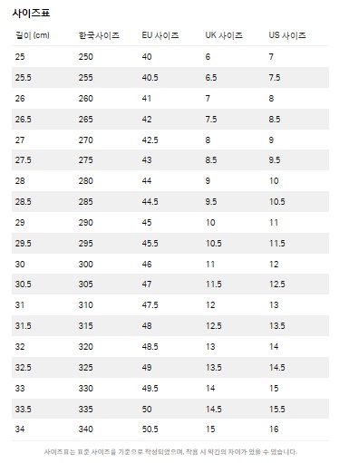 C:\Users\Administrator\Desktop\사이즈표\남성 신발 사이즈.jpg